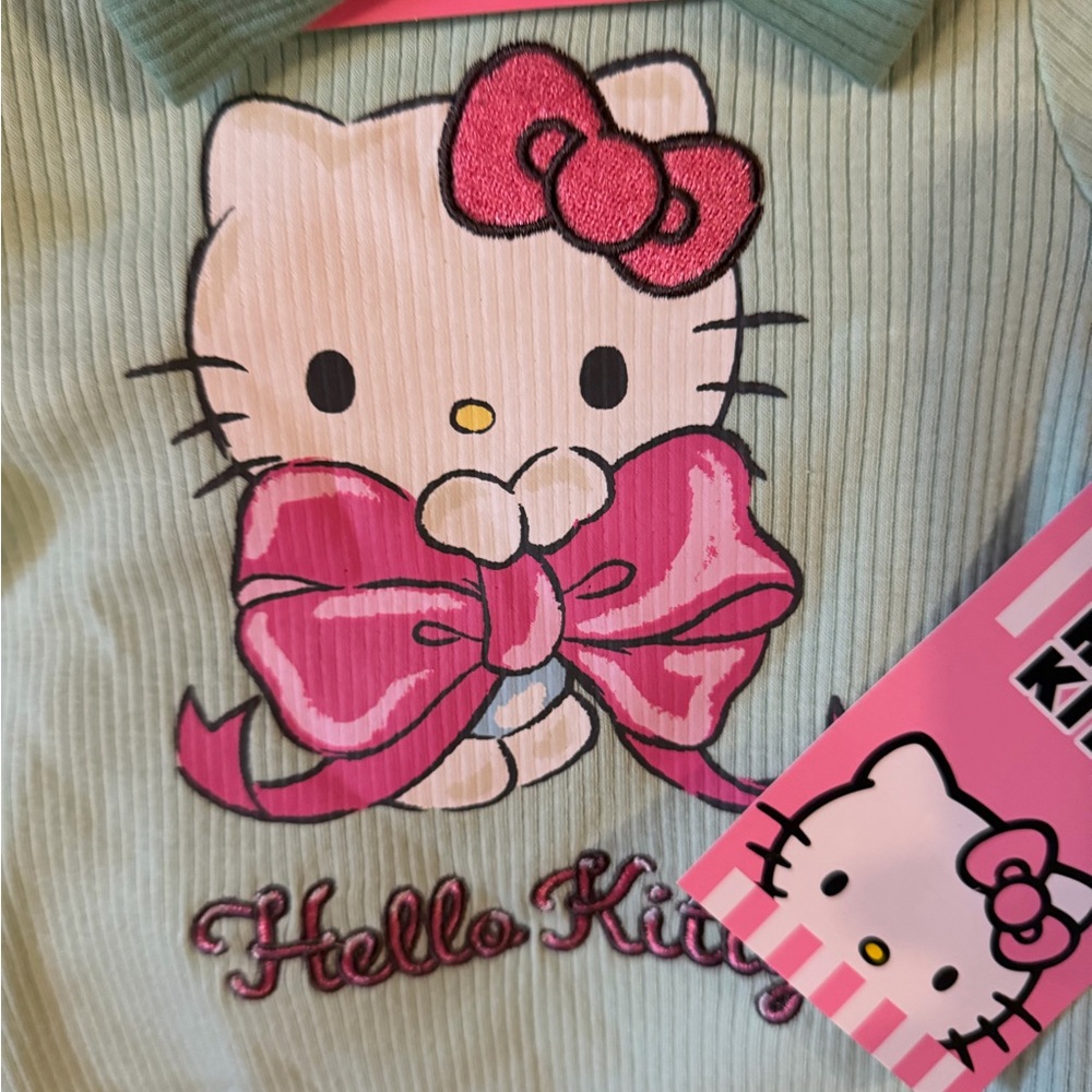 Hello Kitty Mint Onesie with Pink Accents - Picture 2 of 8